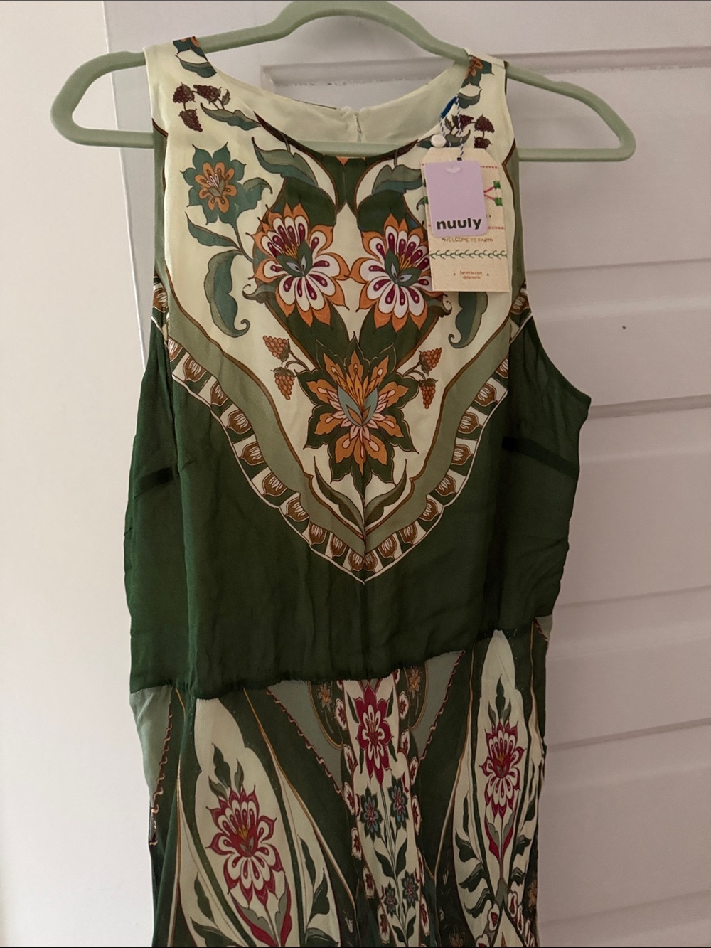 FARM Rio Green Floral Paisley Maxi Dress with Cream Accents - Picture 7 of 8